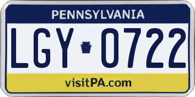 PA license plate LGY0722