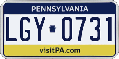 PA license plate LGY0731