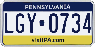 PA license plate LGY0734