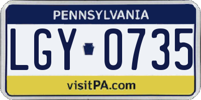 PA license plate LGY0735