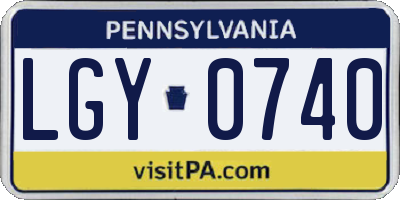 PA license plate LGY0740