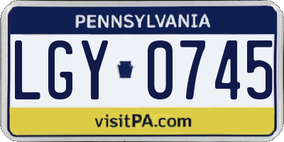 PA license plate LGY0745