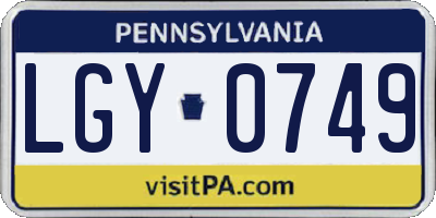 PA license plate LGY0749