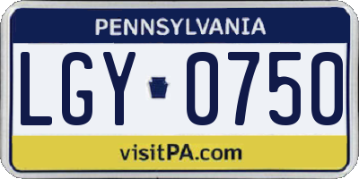 PA license plate LGY0750