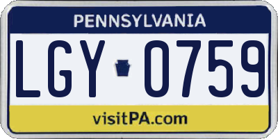 PA license plate LGY0759