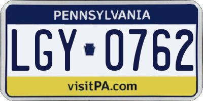 PA license plate LGY0762