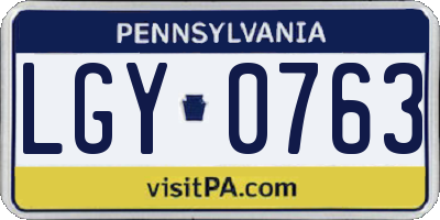 PA license plate LGY0763