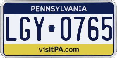 PA license plate LGY0765