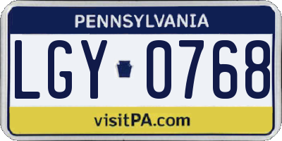 PA license plate LGY0768