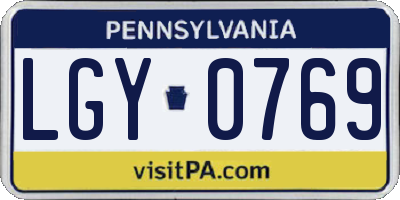 PA license plate LGY0769