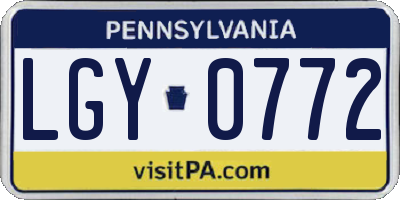 PA license plate LGY0772