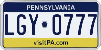 PA license plate LGY0777