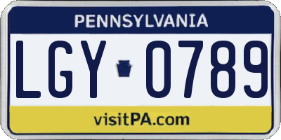 PA license plate LGY0789