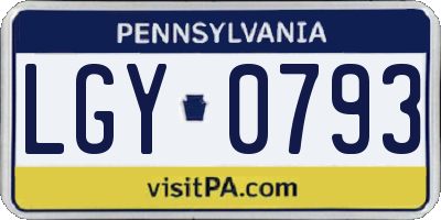 PA license plate LGY0793
