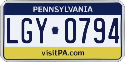 PA license plate LGY0794