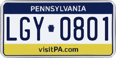 PA license plate LGY0801