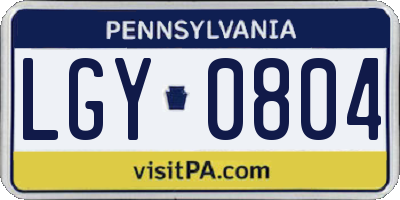 PA license plate LGY0804