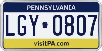 PA license plate LGY0807