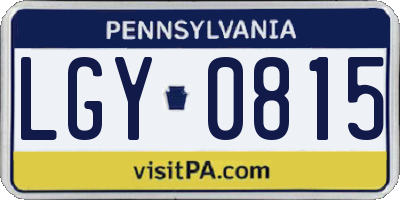 PA license plate LGY0815