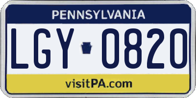 PA license plate LGY0820