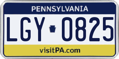 PA license plate LGY0825