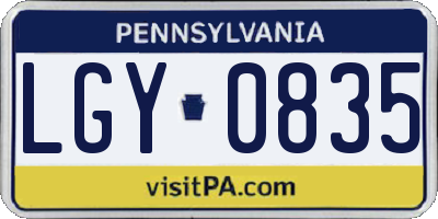 PA license plate LGY0835