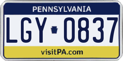 PA license plate LGY0837