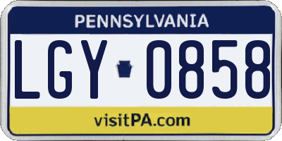 PA license plate LGY0858