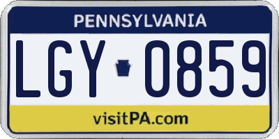 PA license plate LGY0859