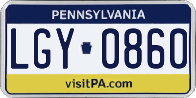 PA license plate LGY0860