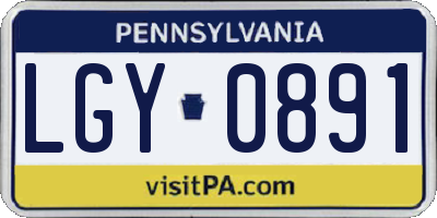 PA license plate LGY0891
