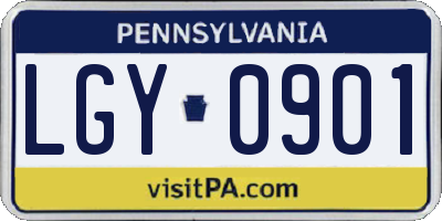PA license plate LGY0901