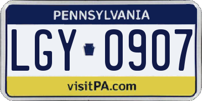 PA license plate LGY0907