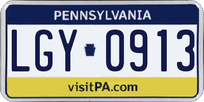 PA license plate LGY0913