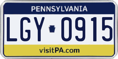 PA license plate LGY0915