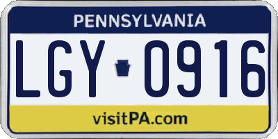 PA license plate LGY0916