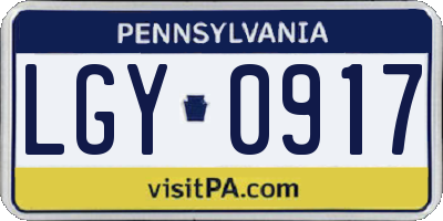 PA license plate LGY0917