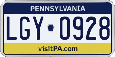 PA license plate LGY0928
