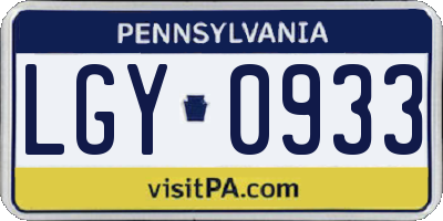 PA license plate LGY0933