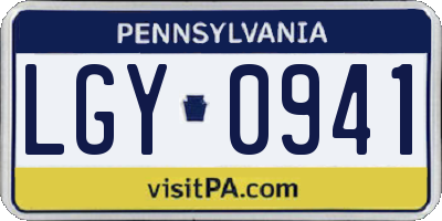 PA license plate LGY0941