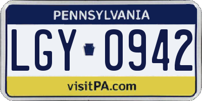 PA license plate LGY0942