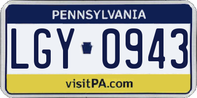 PA license plate LGY0943