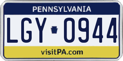 PA license plate LGY0944