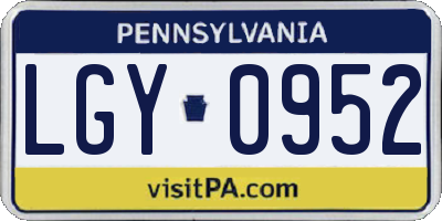 PA license plate LGY0952