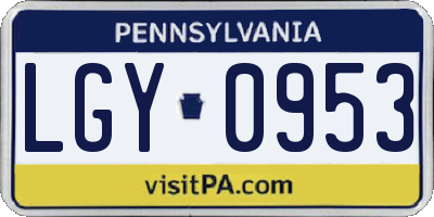 PA license plate LGY0953
