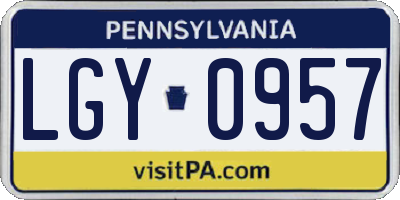 PA license plate LGY0957