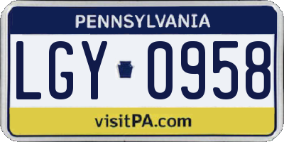 PA license plate LGY0958