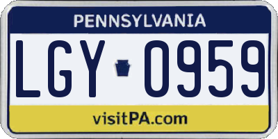 PA license plate LGY0959