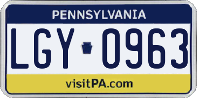 PA license plate LGY0963