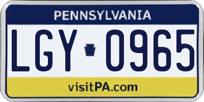 PA license plate LGY0965
